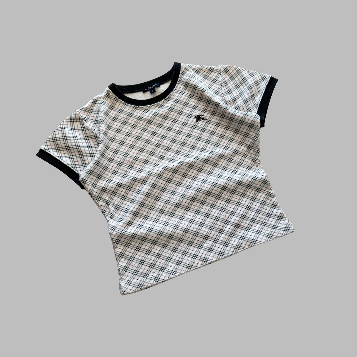 Y2K Burberry Nova Check Ringer Top - M