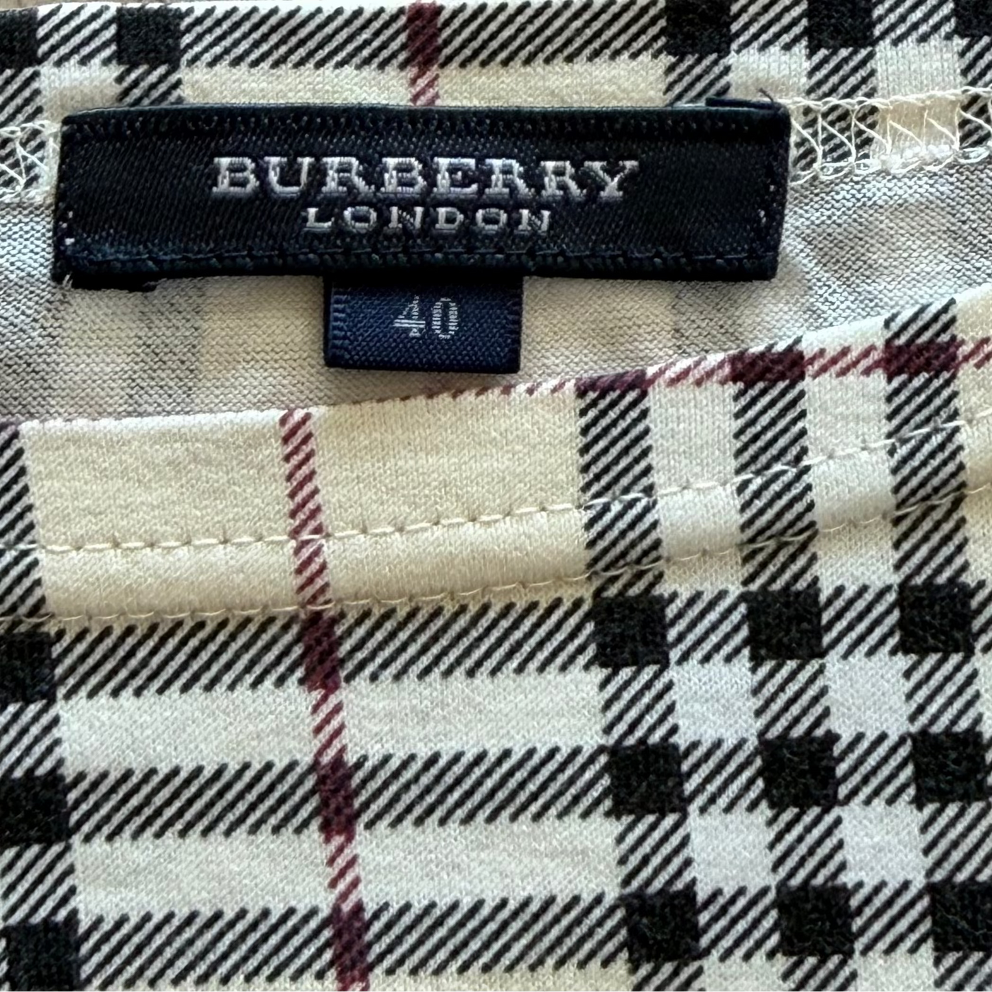 Y2K Burberry Nova Check 3/4 Long Sleeve Top - L