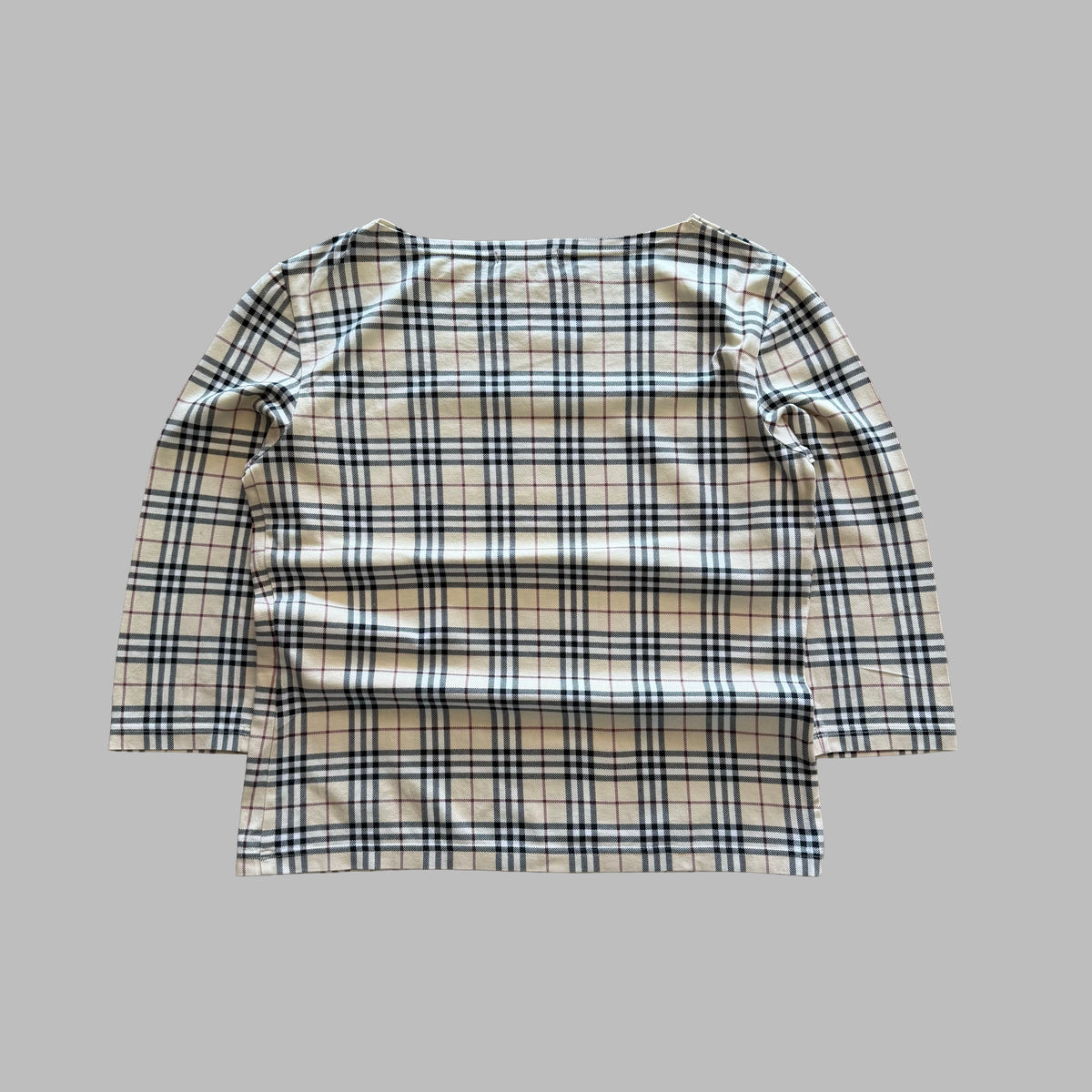 Y2K Burberry Nova Check 3/4 Long Sleeve Top - L