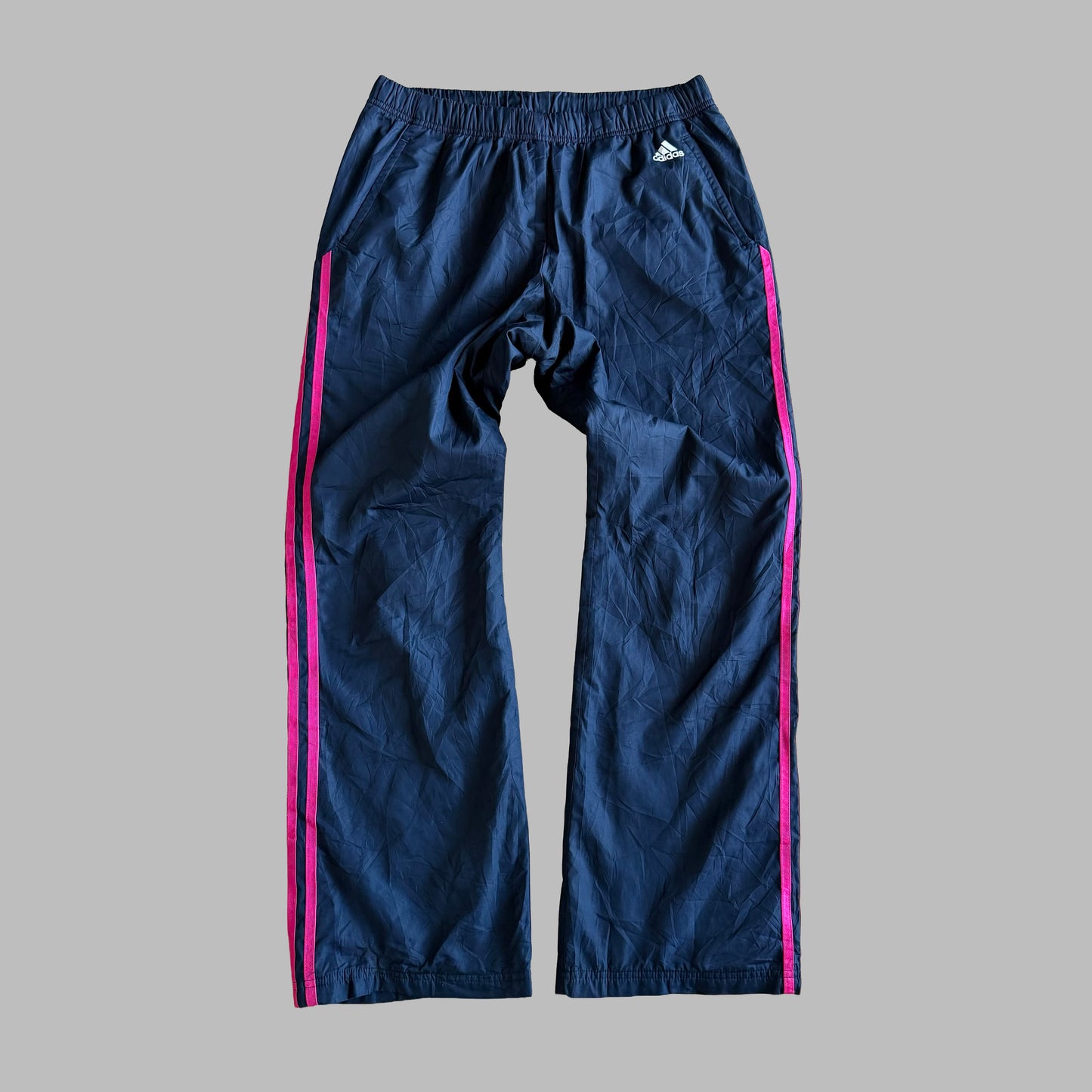 Y2K Adidas Three Stripe Wide Leg Track Pants - M