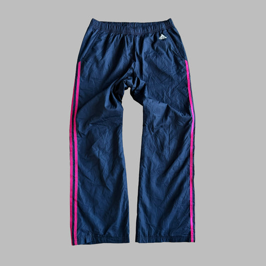 Y2K Adidas Three Stripe Wide Leg Track Pants - M