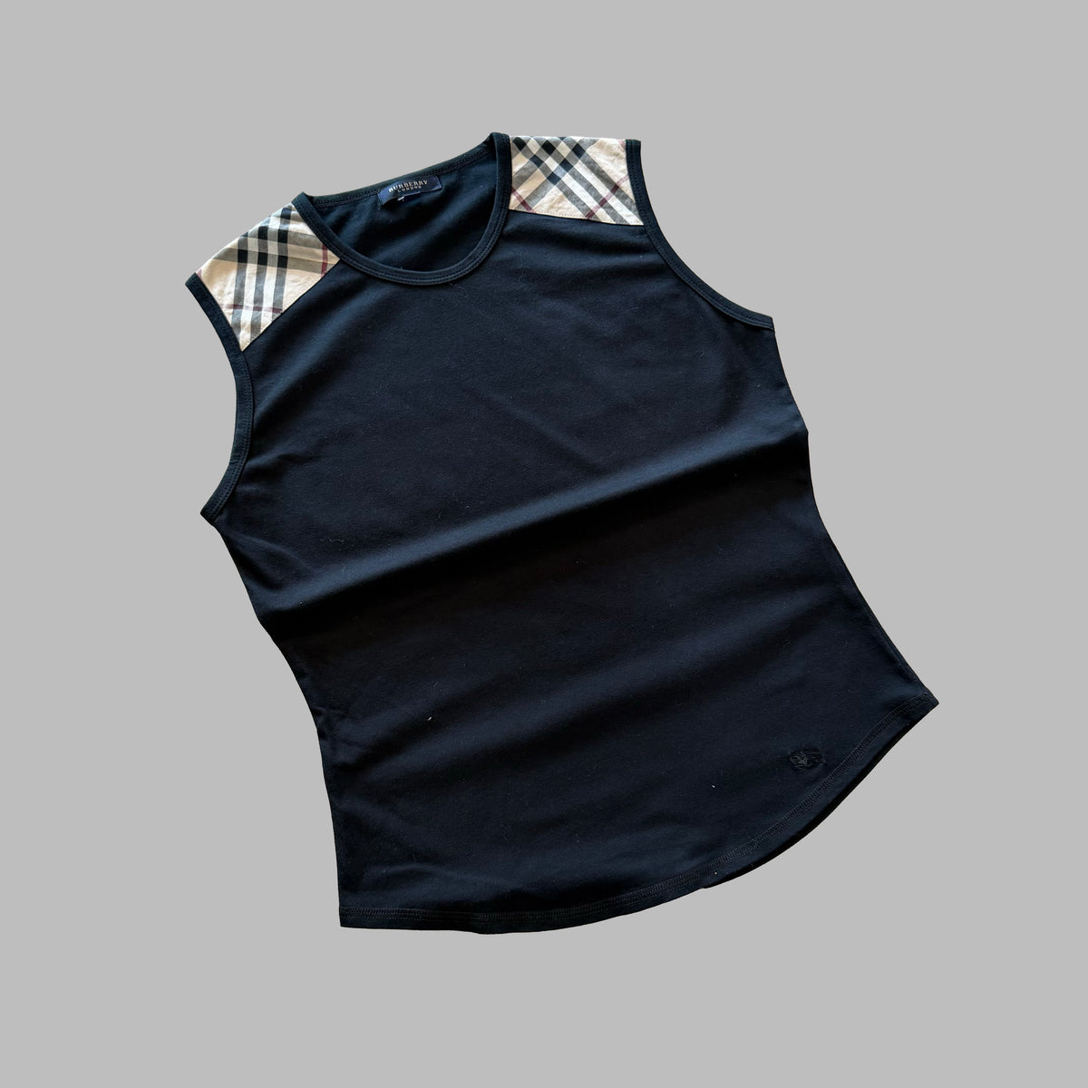 Y2K Burberry Nova Check Shoulder Top - L