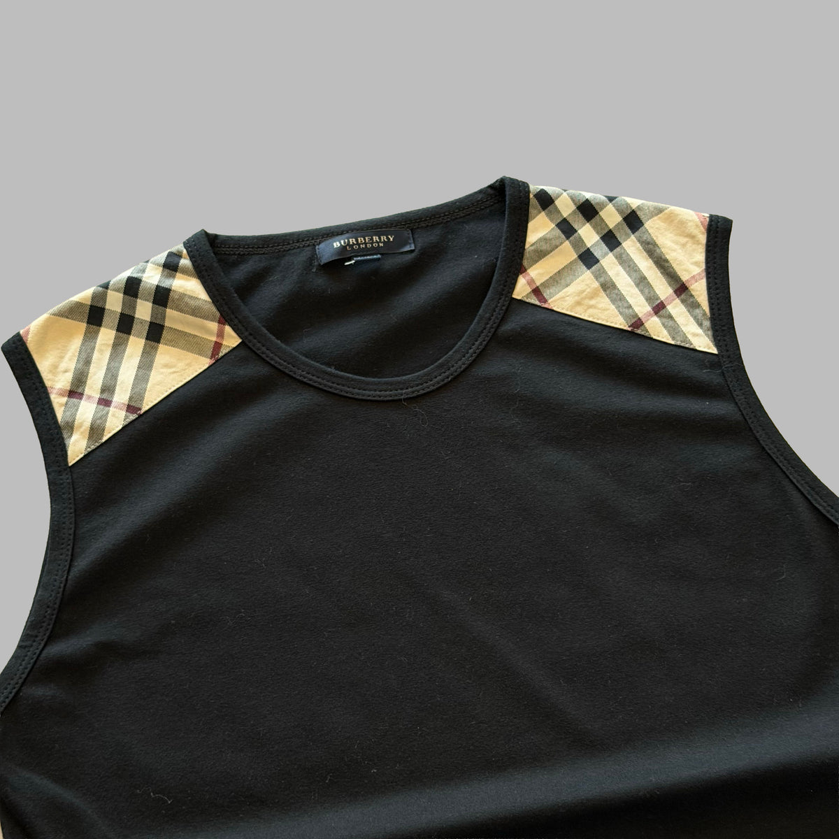 Y2K Burberry Nova Check Shoulder Top - L
