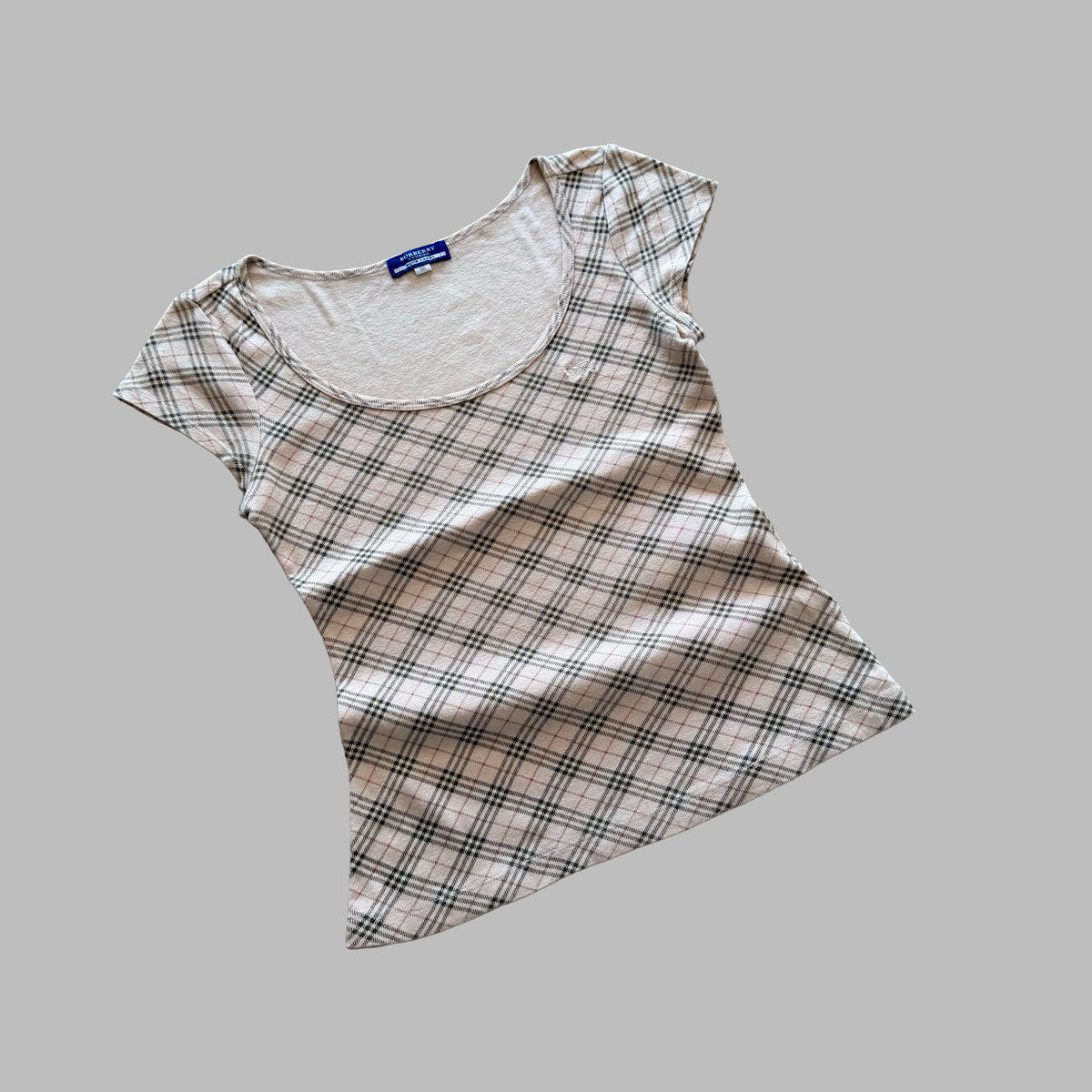 Y2K Burberry Blue Label Scoop Neck Synched Top - M