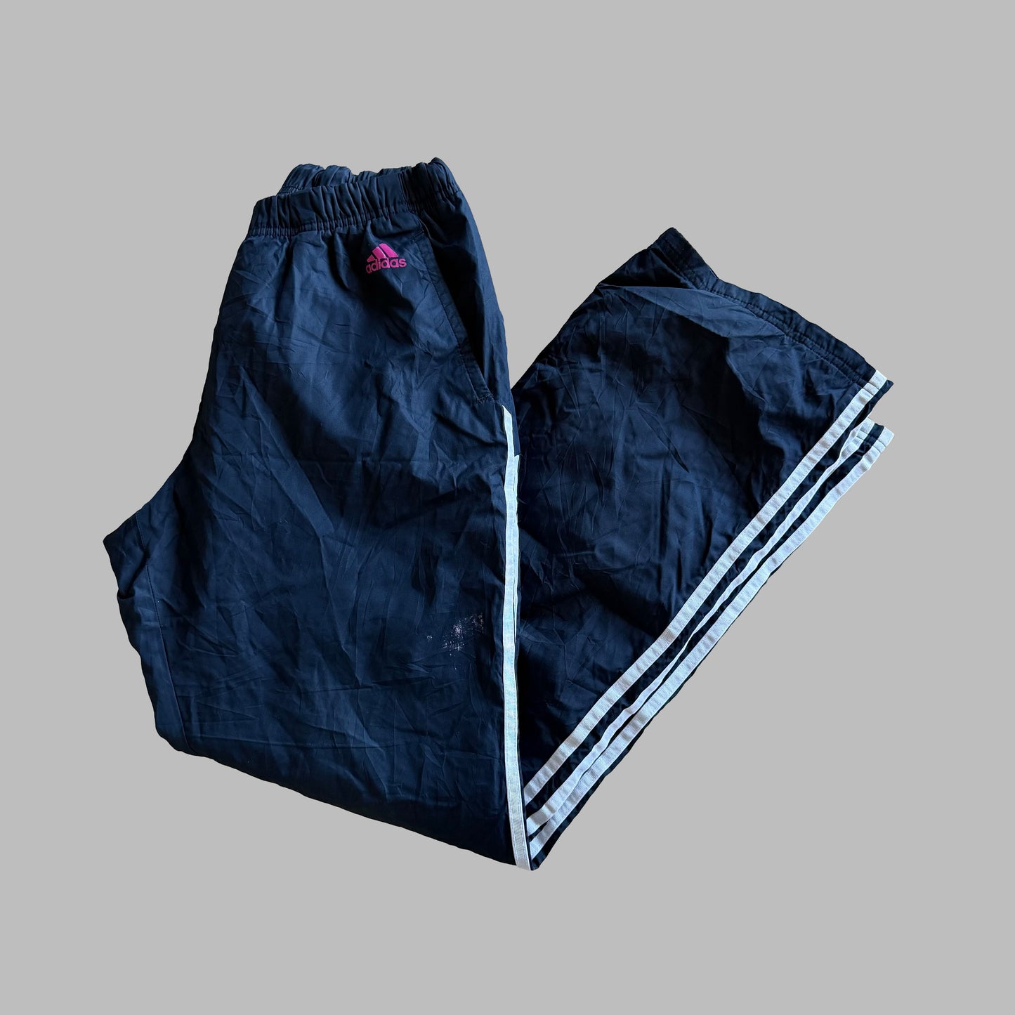 Y2K Adidas Three Stripe Wide Leg Track Pants - XS