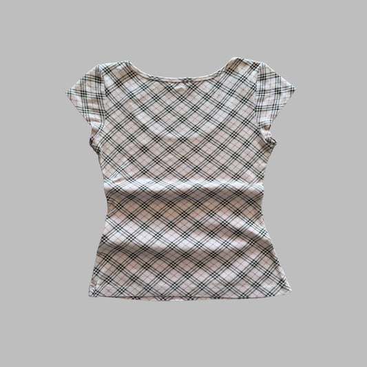 Y2K Burberry Blue Label Scoop Neck Synched Top - M
