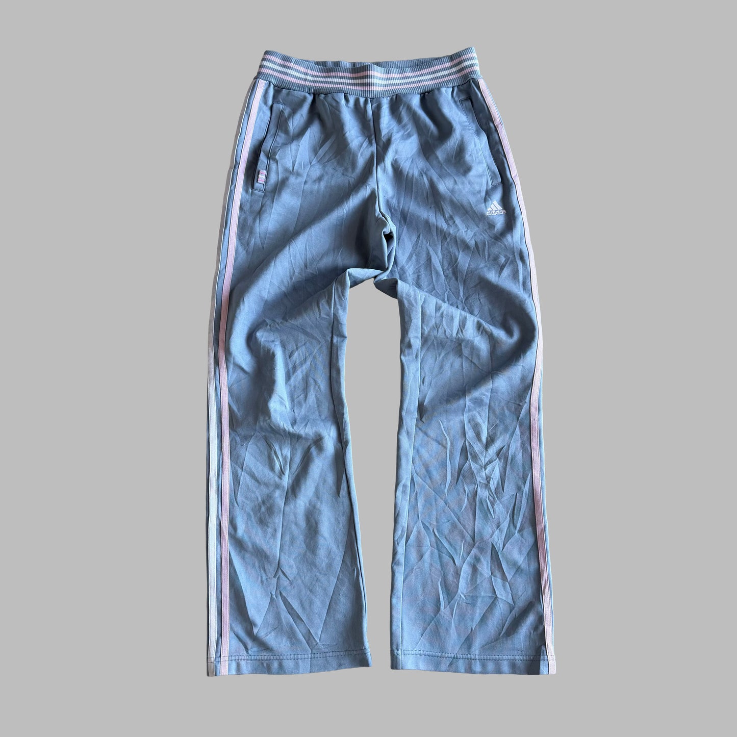 Y2K Adidas Three Stripe Straight Leg Track Pants - S