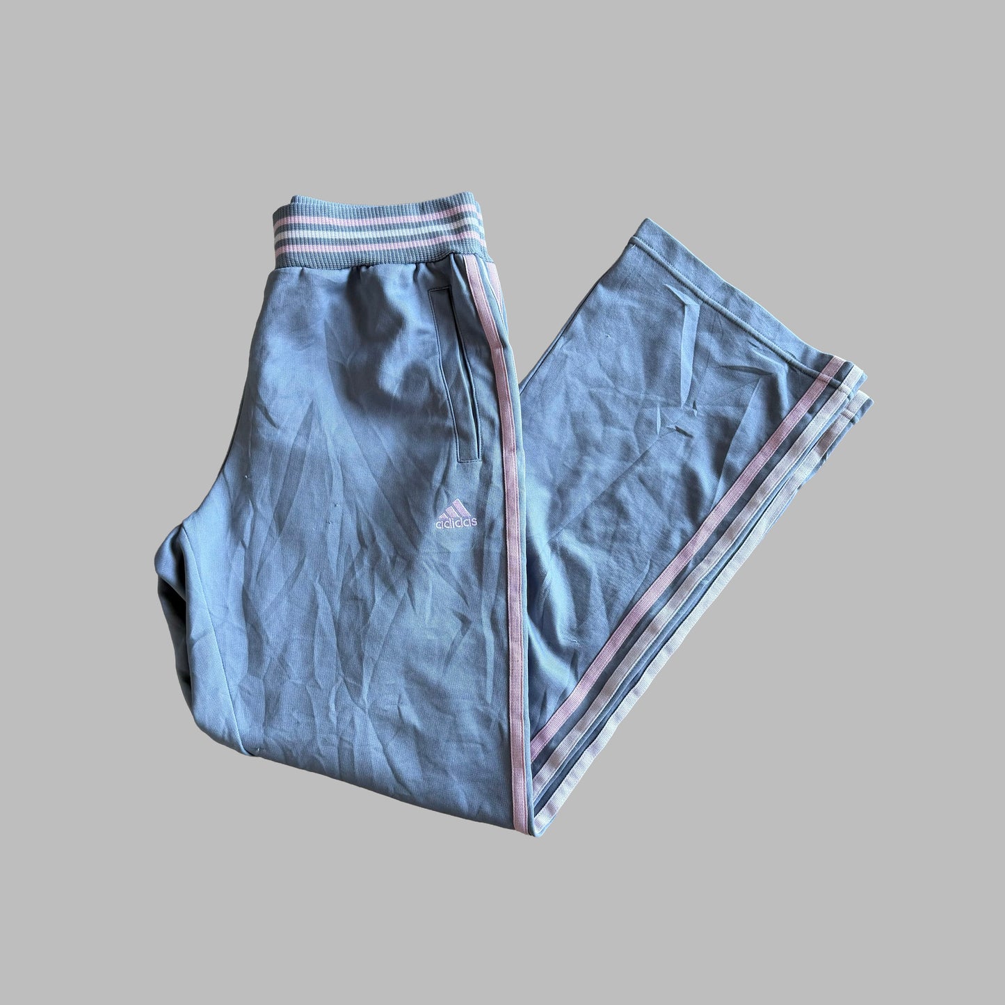 Y2K Adidas Three Stripe Straight Leg Track Pants - S