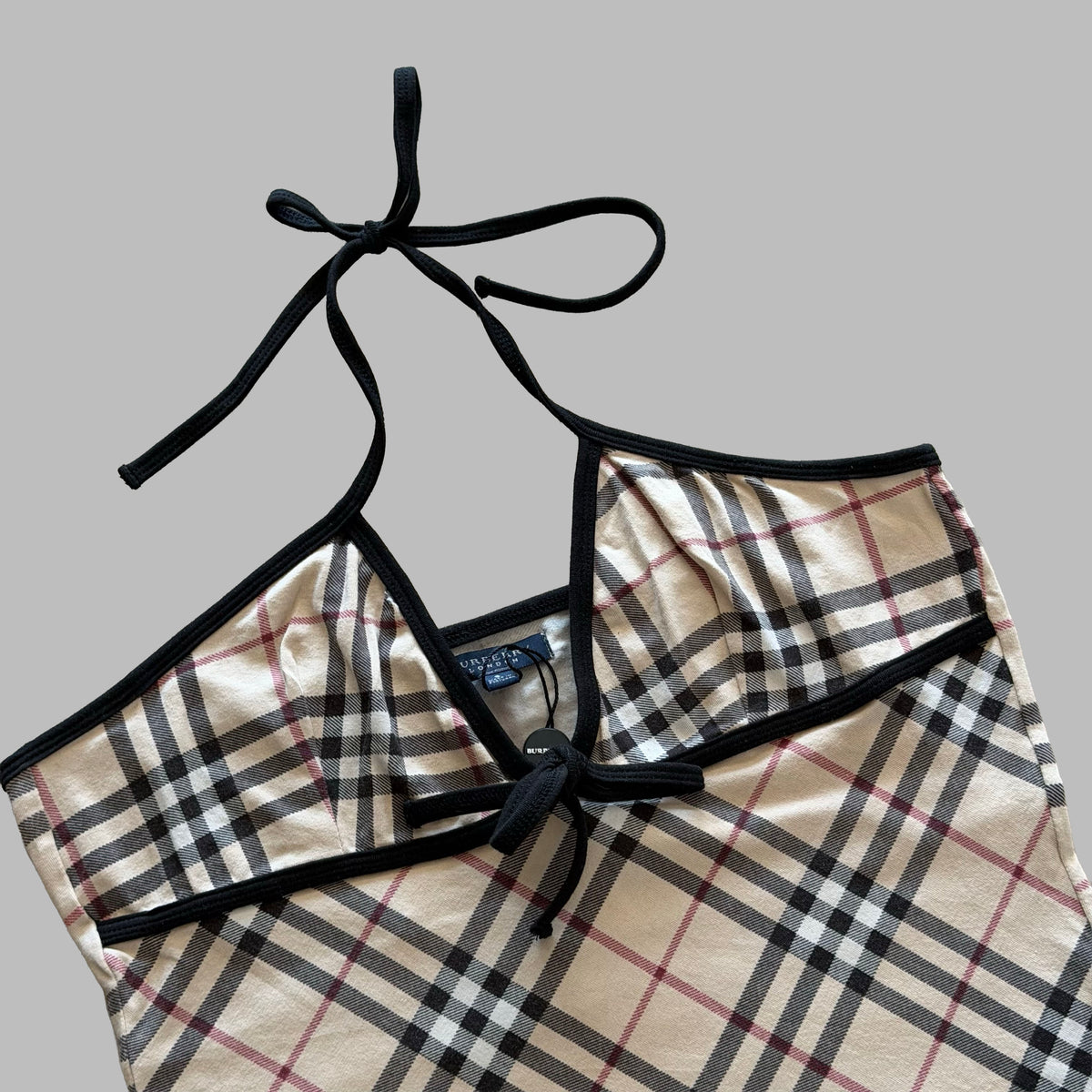 Y2K Burberry Deadstock Nova Check Halter - S