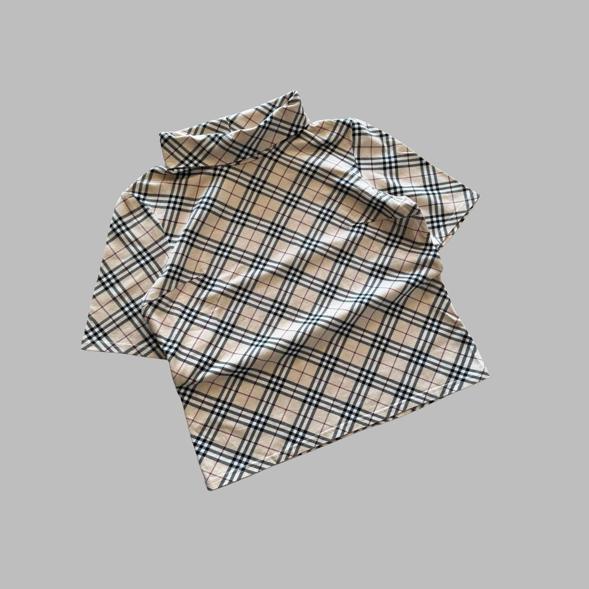 Y2K Burberry Nova Check Turtle Neck Top - M/L