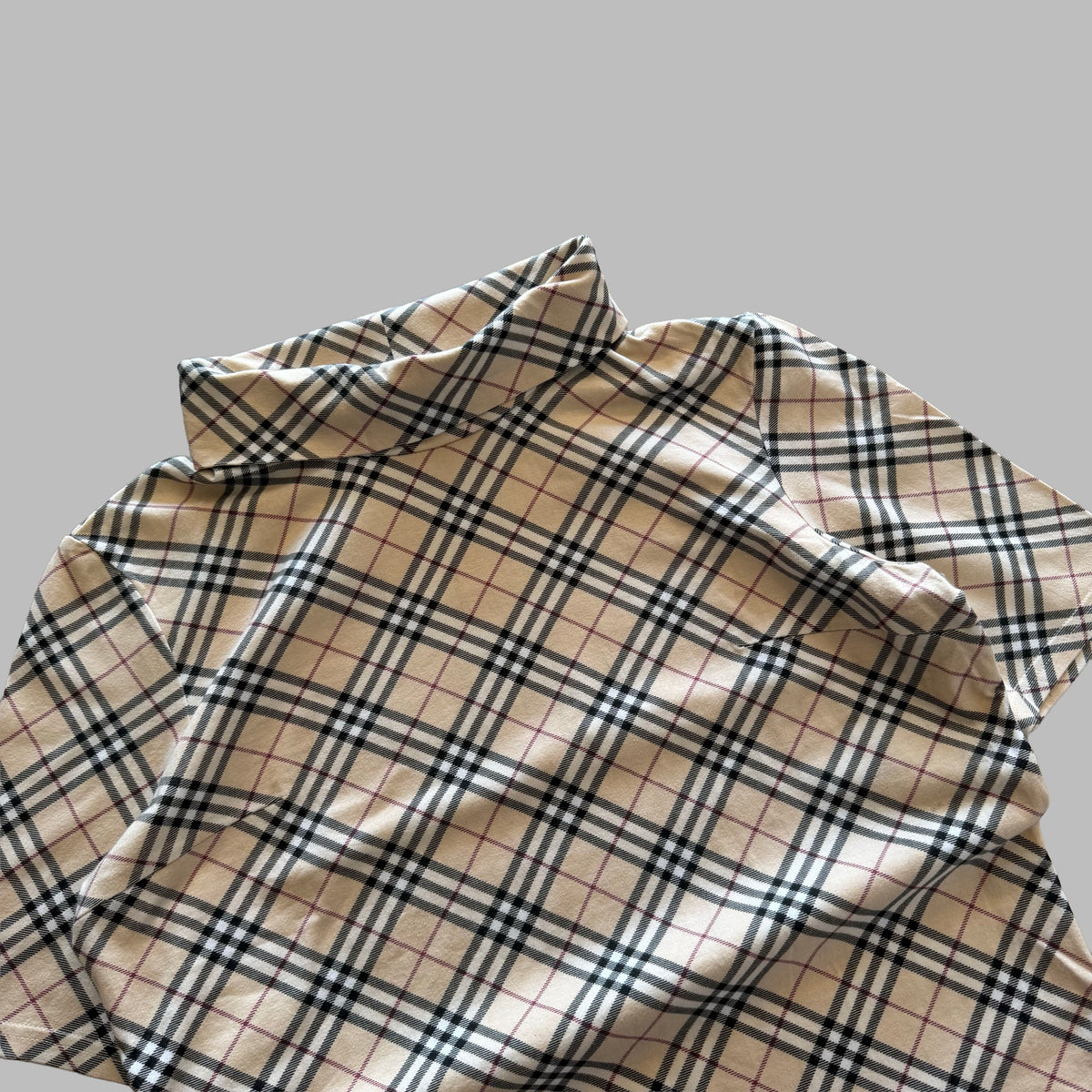 Y2K Burberry Nova Check Turtle Neck Top - M/L