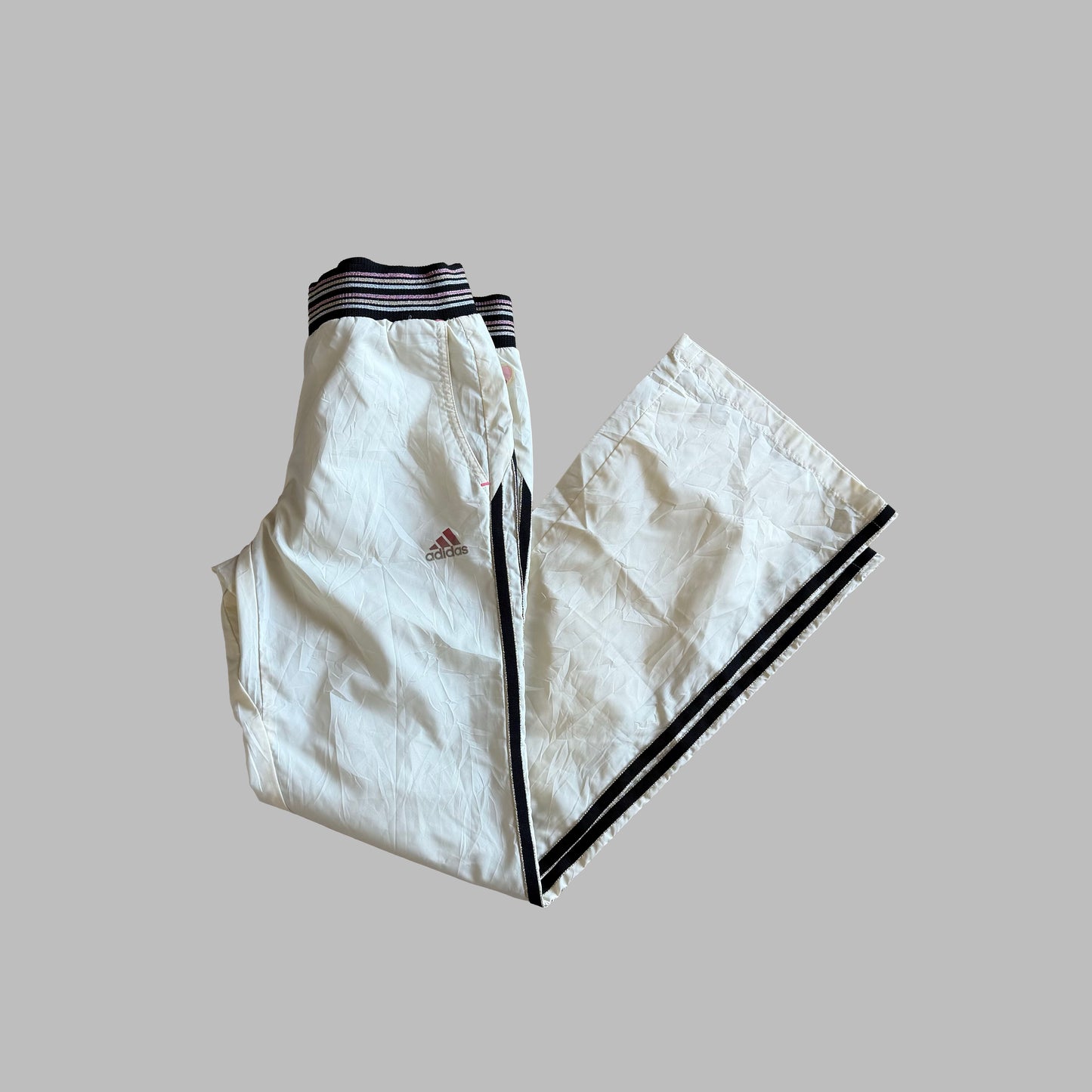 Y2K Adidas Three Stripe Wide Leg Track Pants - XS