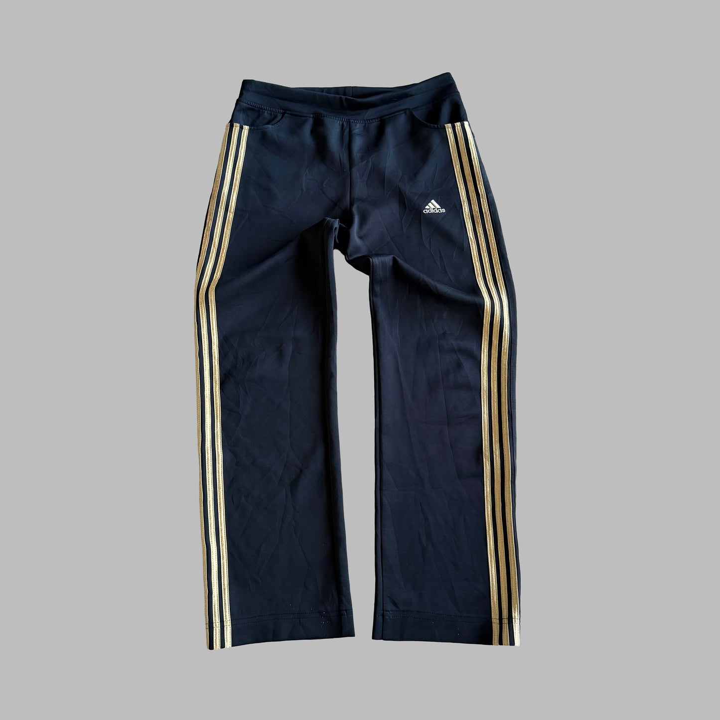 Y2K Adidas Three Stripe Wide Leg Track Pants - M