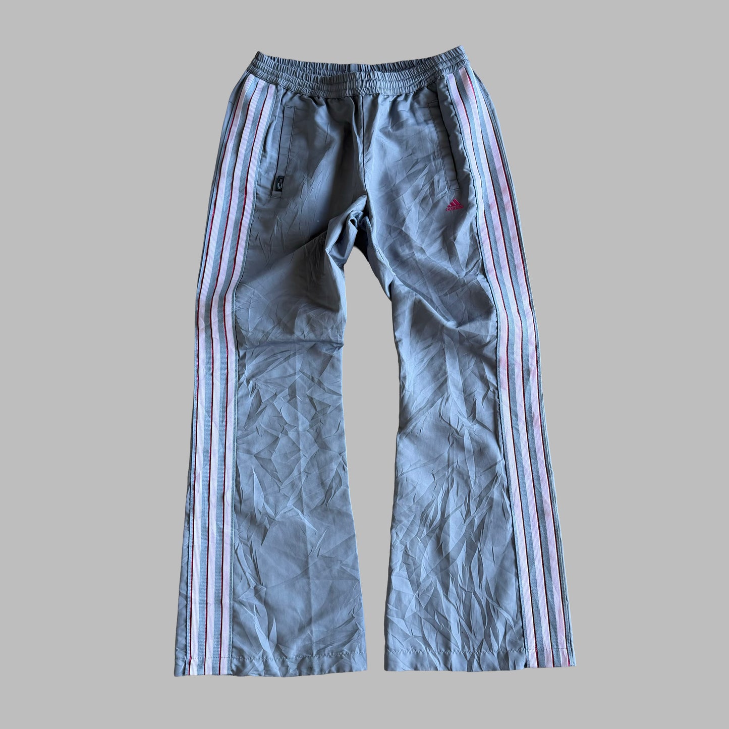 Y2K Adidas Three Stripe Wide Leg Track Pants - S