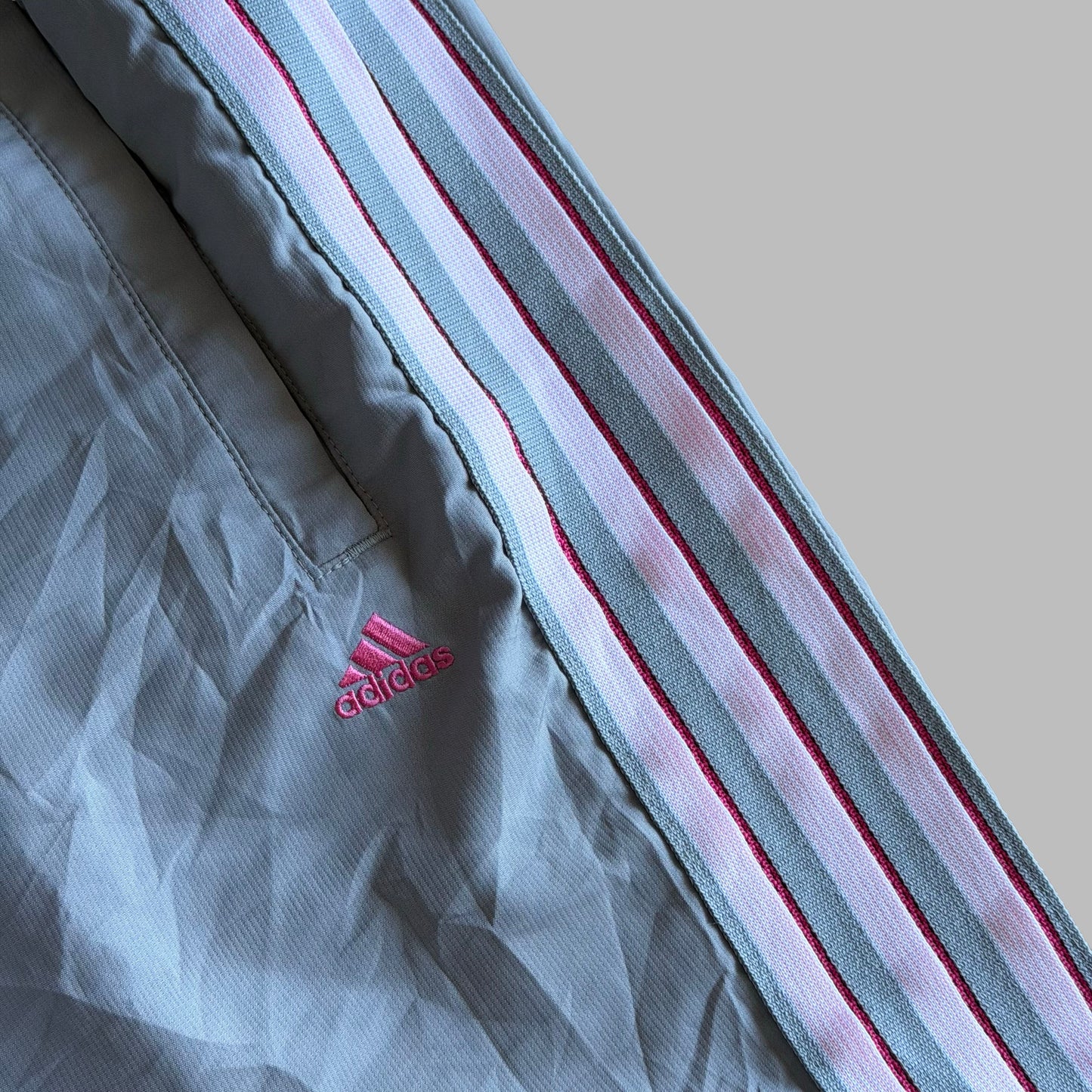 Y2K Adidas Three Stripe Wide Leg Track Pants - S