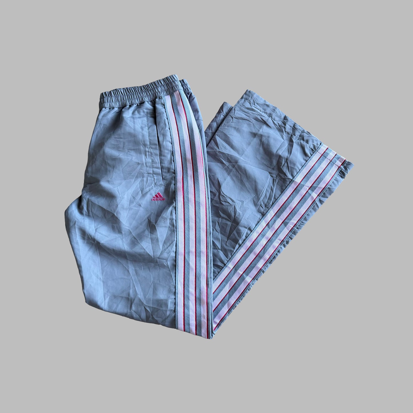 Y2K Adidas Three Stripe Wide Leg Track Pants - S
