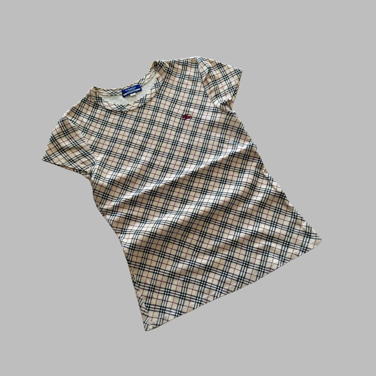 Y2K Burberry Nova Check Fitted T-Shirt - M