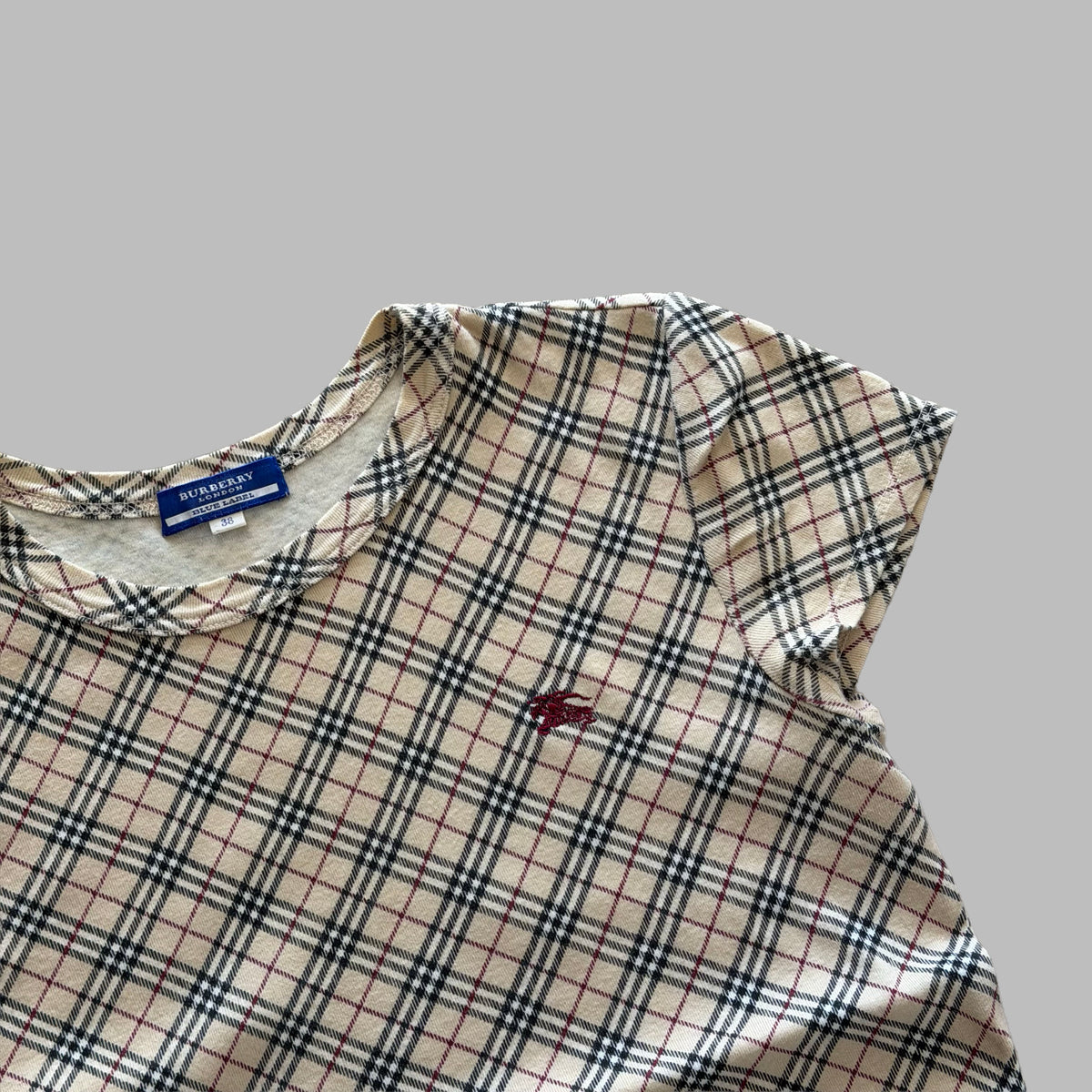 Y2K Burberry Nova Check Fitted T-Shirt - M