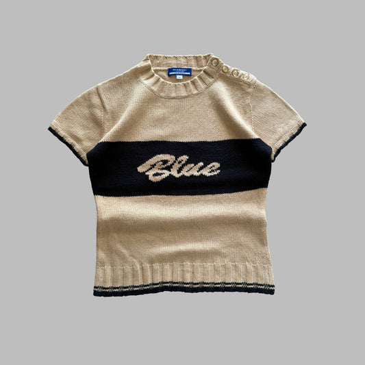 Y2K Burberry Blue Label Knitted Top - S/M