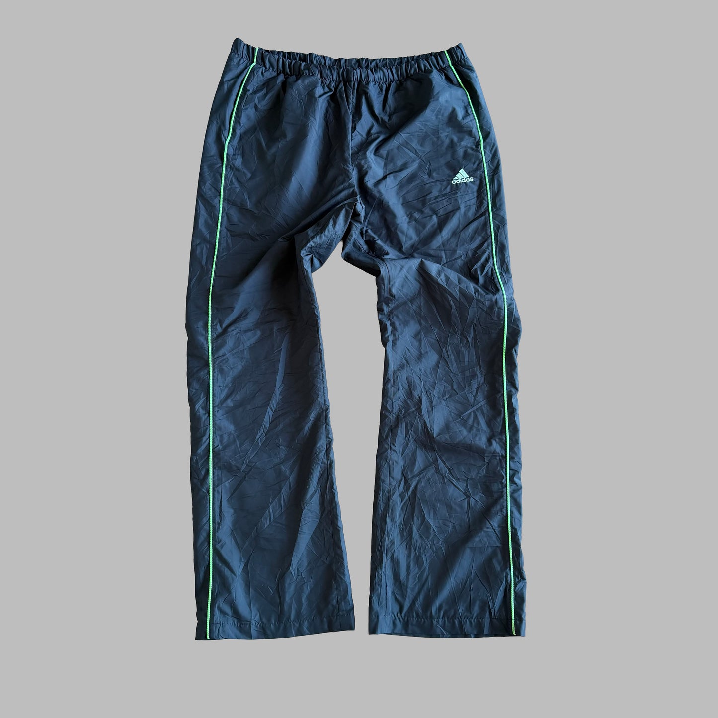 Y2K Adidas Striped Wide Leg Track Pants - M