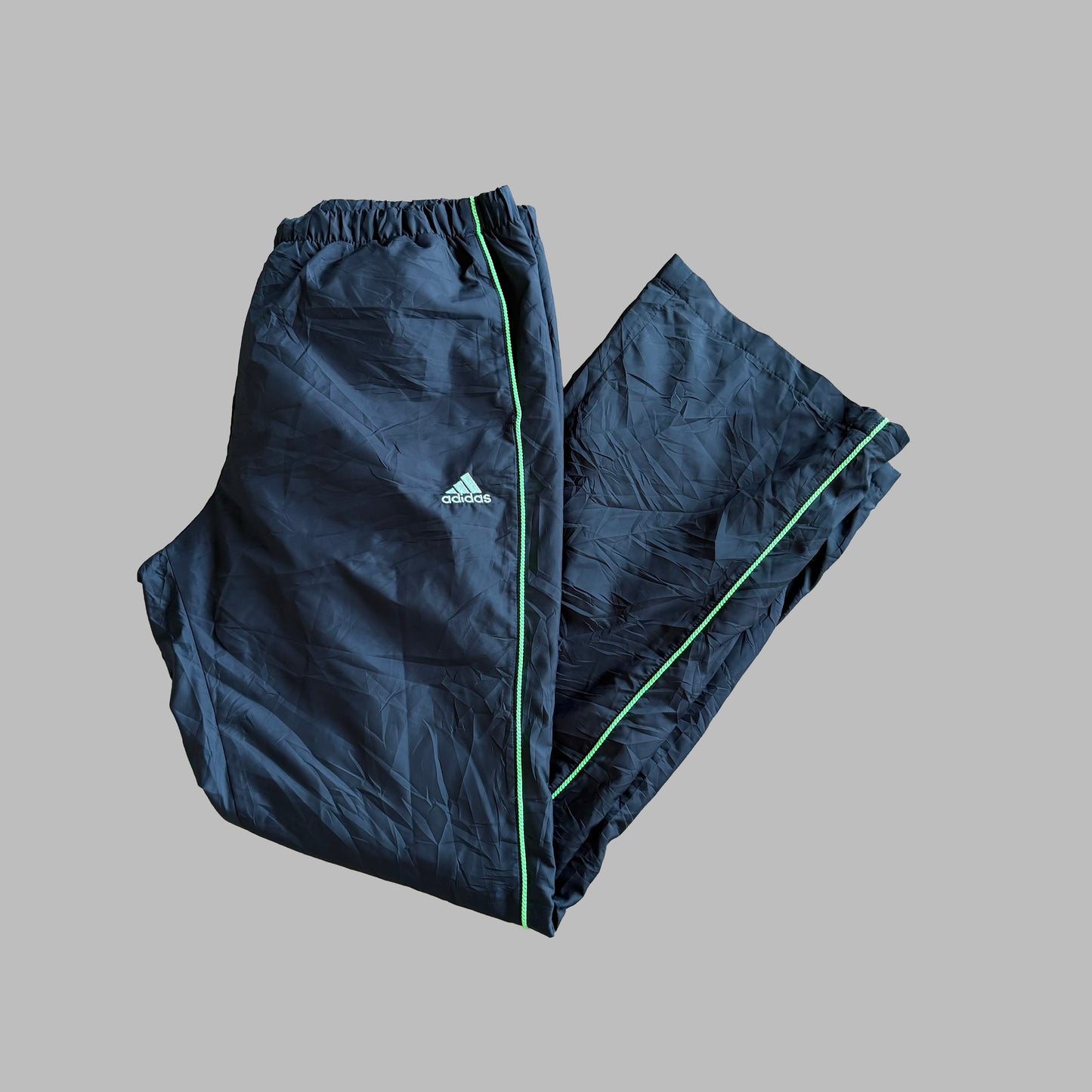 Y2K Adidas Striped Wide Leg Track Pants - M