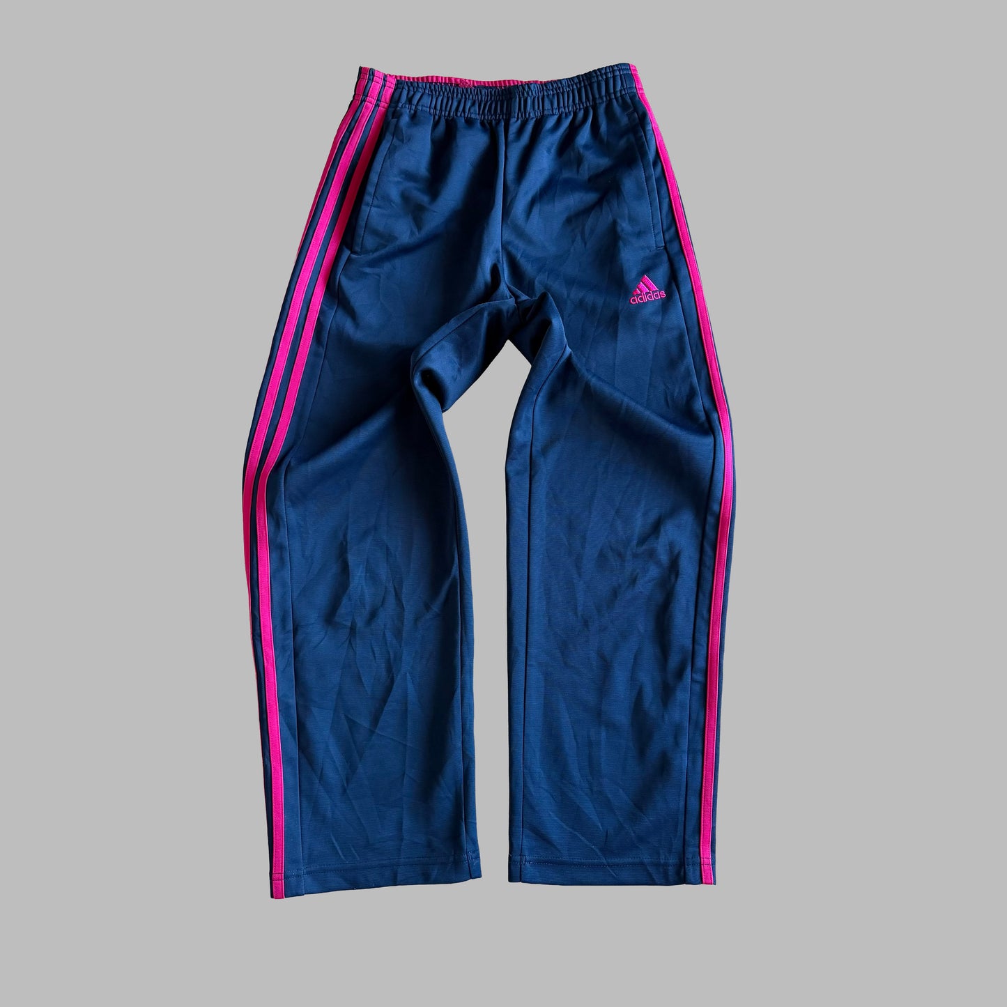 Y2K Adidas Three Stripe Straight Leg Track Pants - S