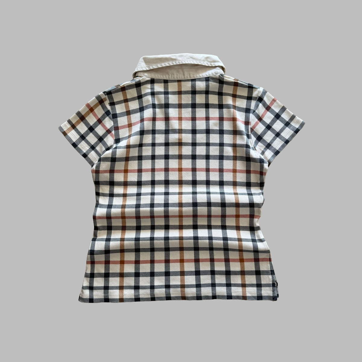 Y2K Burberry Nova Check Fitted Polo - L