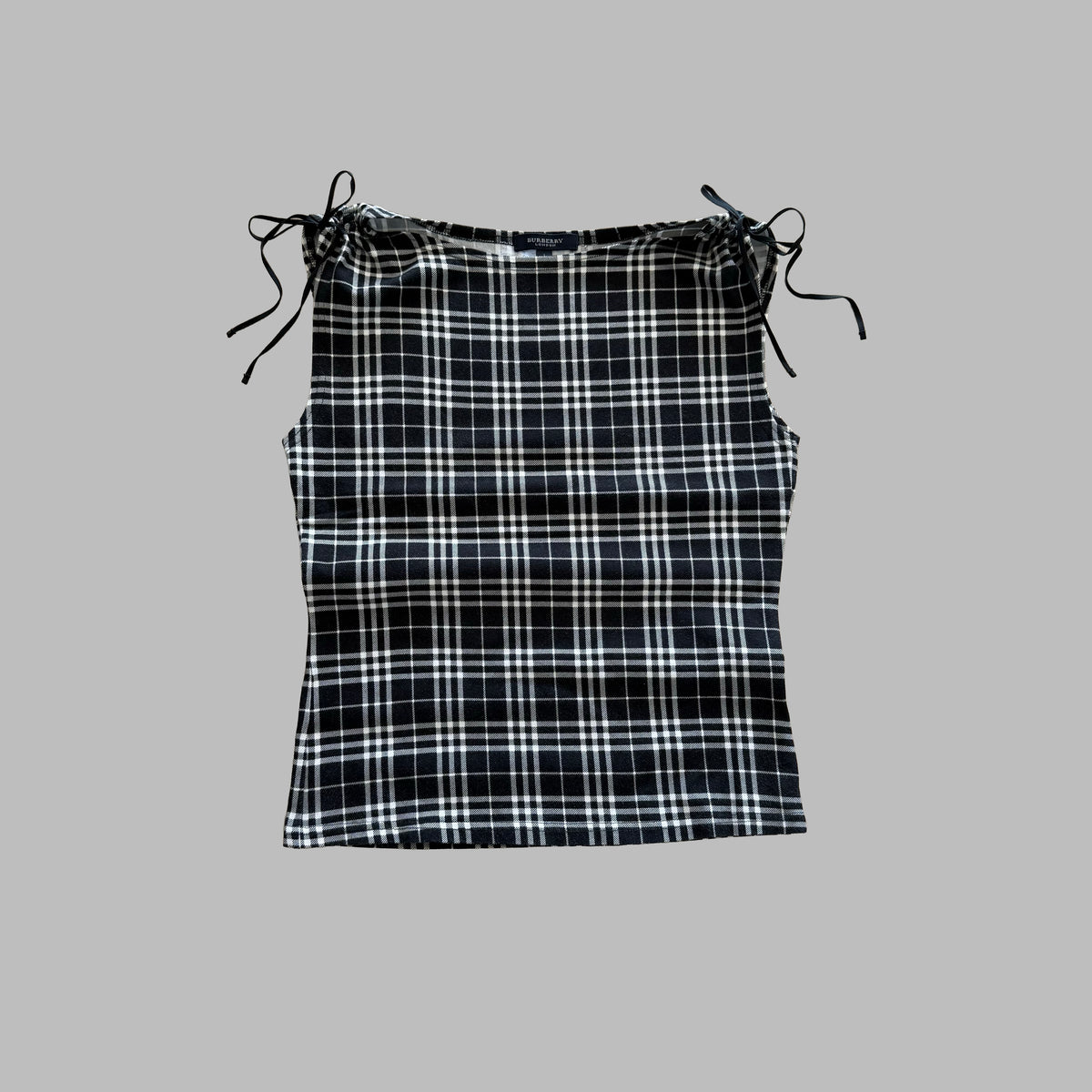 Y2K Burberry Check Ruched Shoulder Top - S/M
