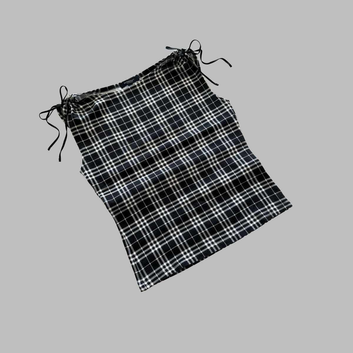 Y2K Burberry Check Ruched Shoulder Top - S/M