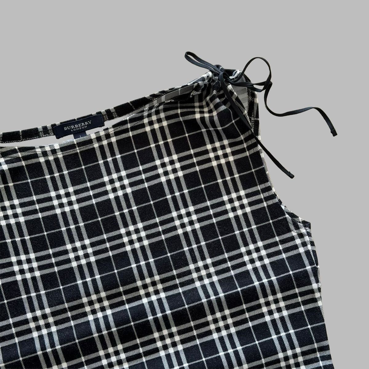 Y2K Burberry Check Ruched Shoulder Top - S/M