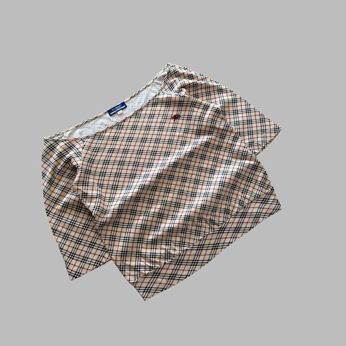 Y2K Burberry Nova Check 3/4 Long Sleeve Top - M