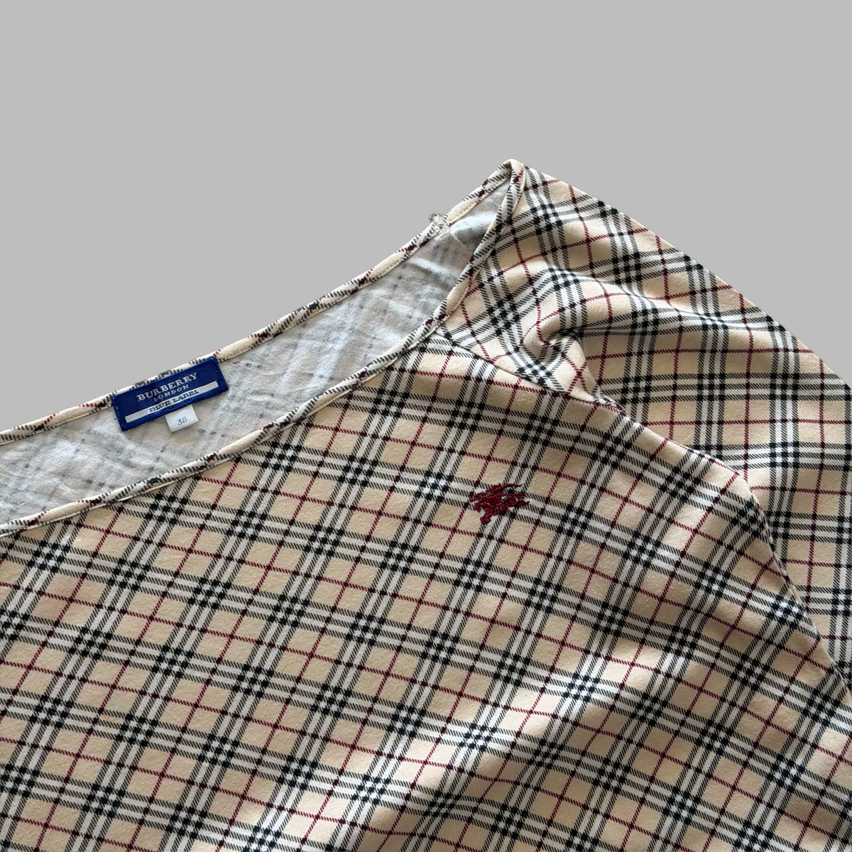 Y2K Burberry Nova Check 3/4 Long Sleeve Top - M