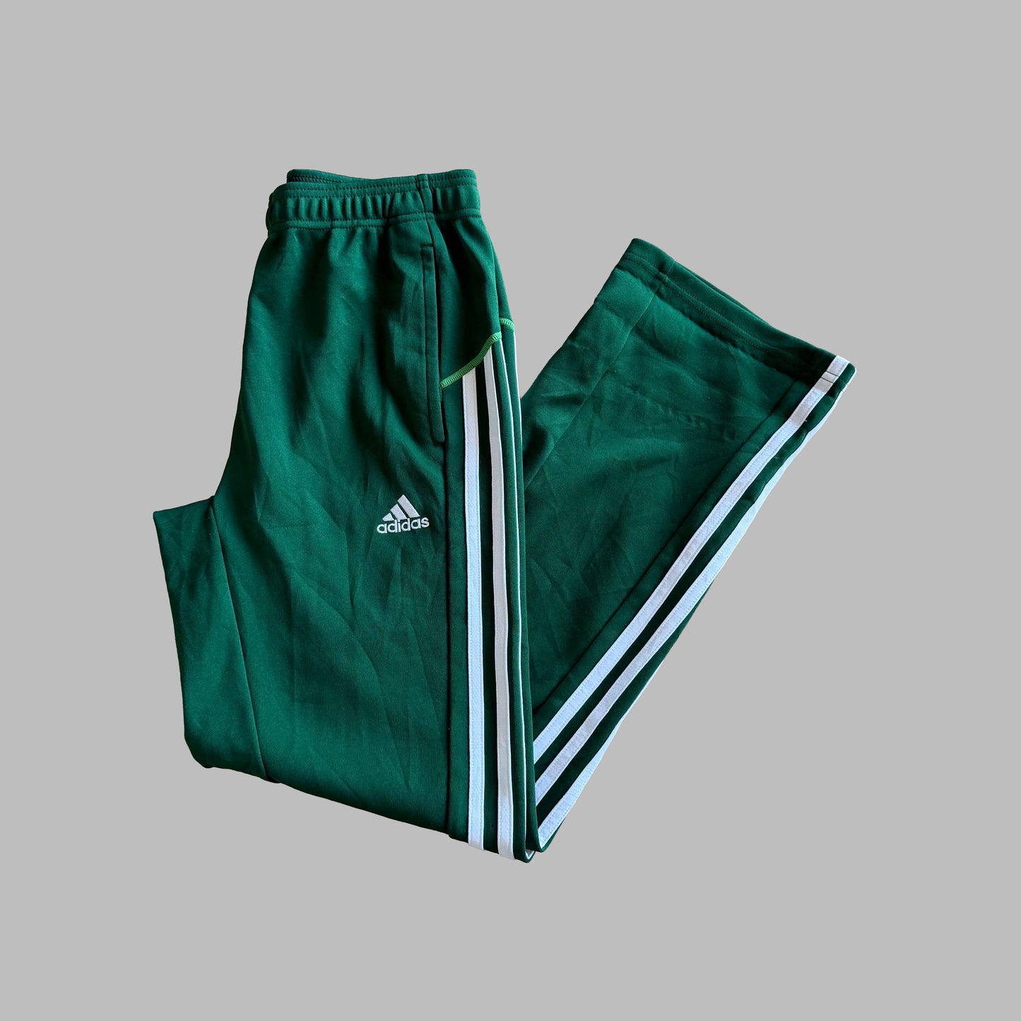 Y2K Adidas Three Stripe Straight Leg Track Pants - S