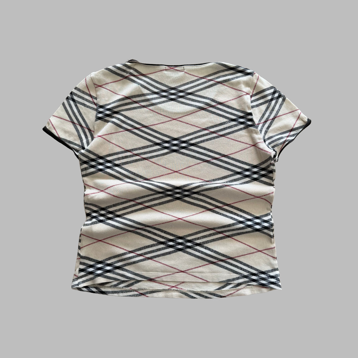 Y2K Burberry Nova Check Ringer Top - L