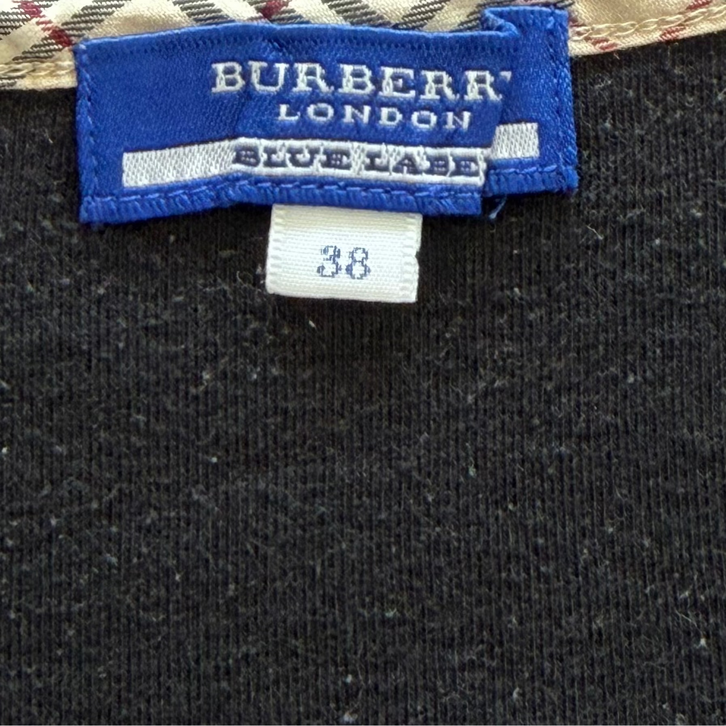 Y2K Burberry Blue Label Nova Check Trim Fitted Top - S/M