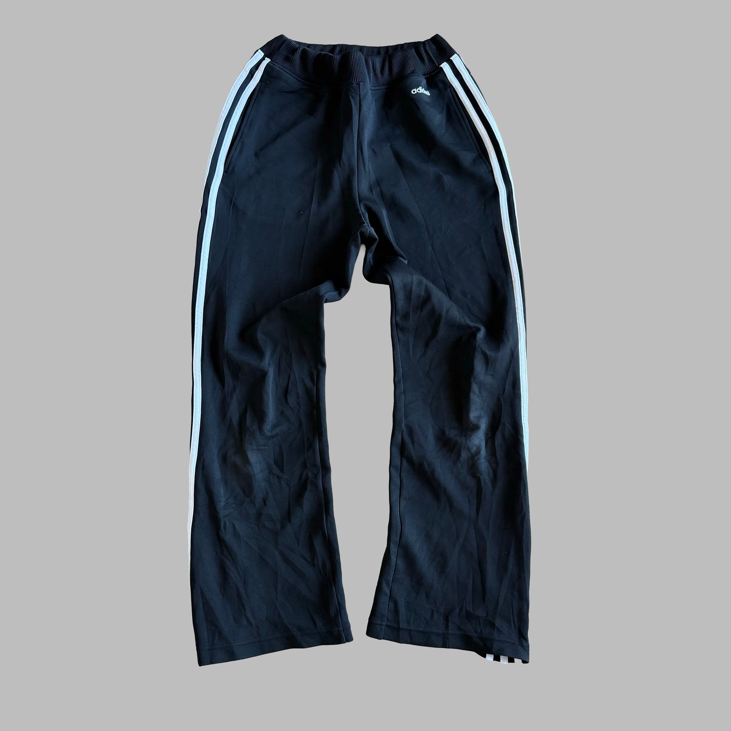 Y2K Adidas Three Stripe Wide Leg Track Pants - M