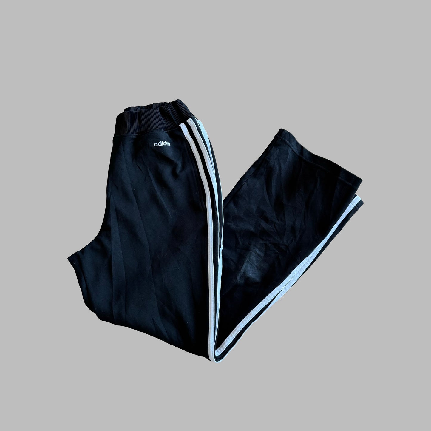 Y2K Adidas Three Stripe Wide Leg Track Pants - M