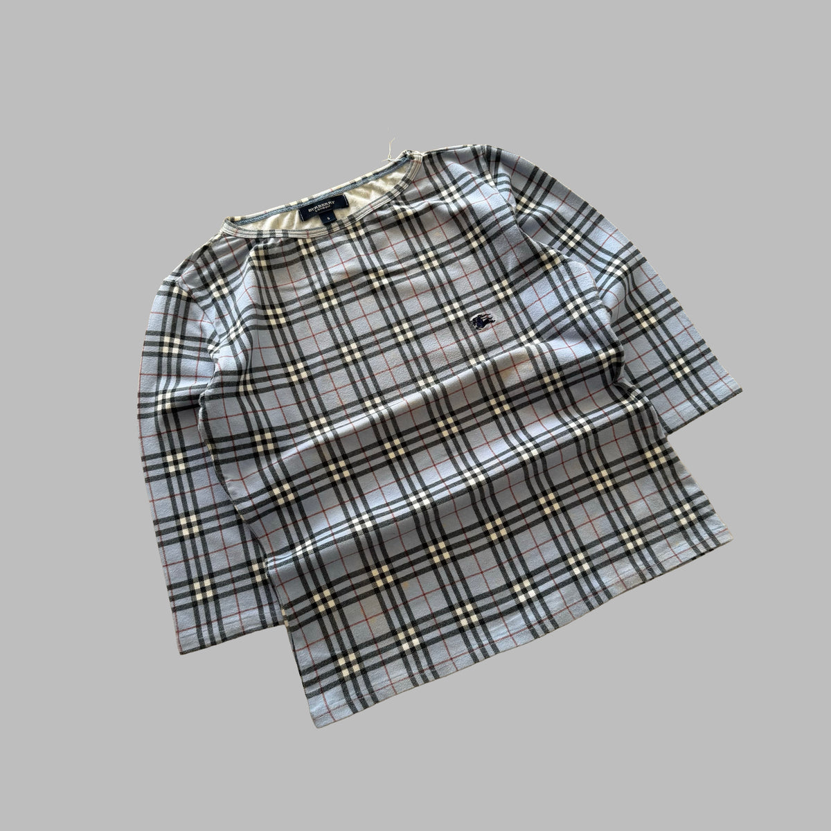 Y2K Burberry Check 3/4 Long Sleeve Top - S/M