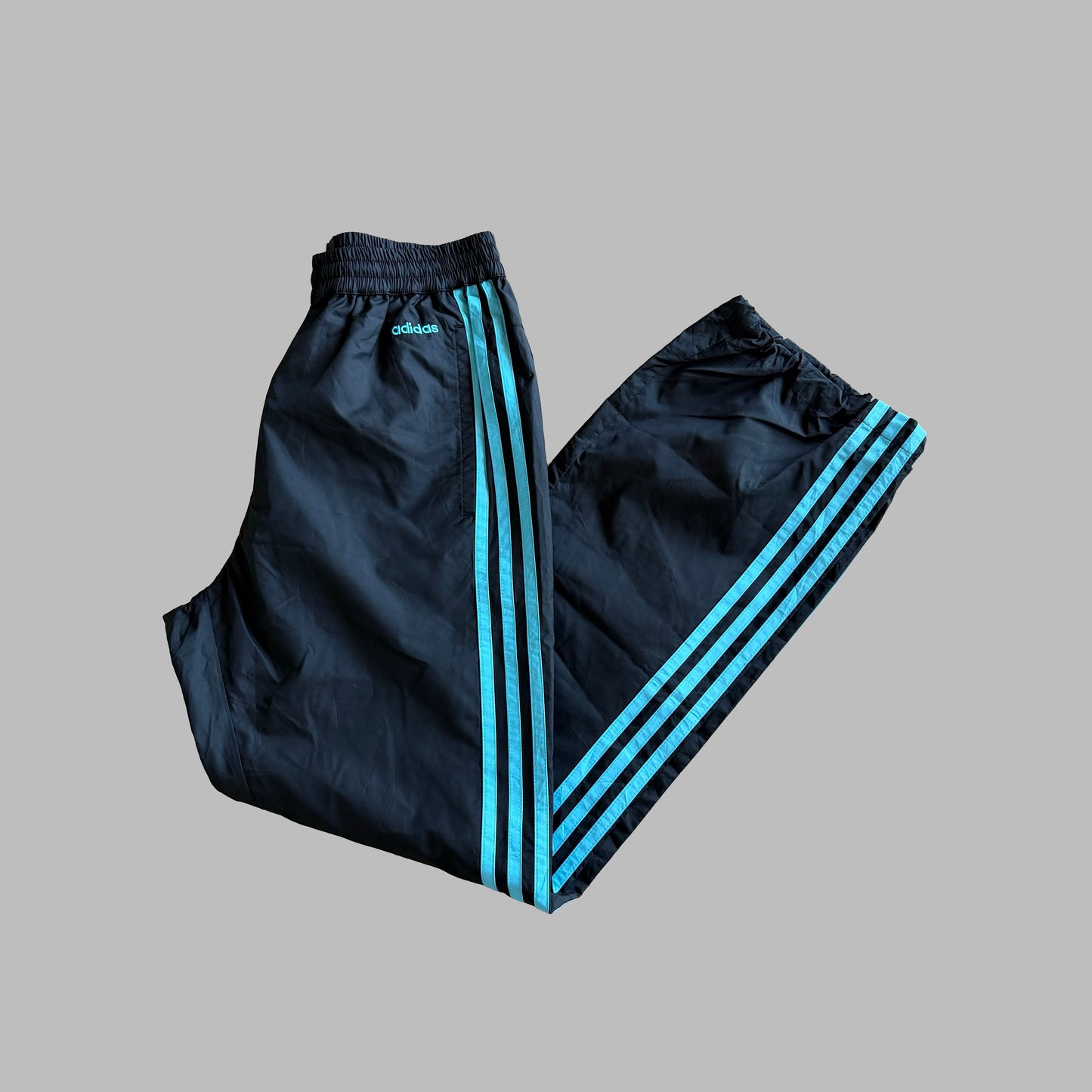 Y2K Adidas Three Stripe Baggy Track Pants - S