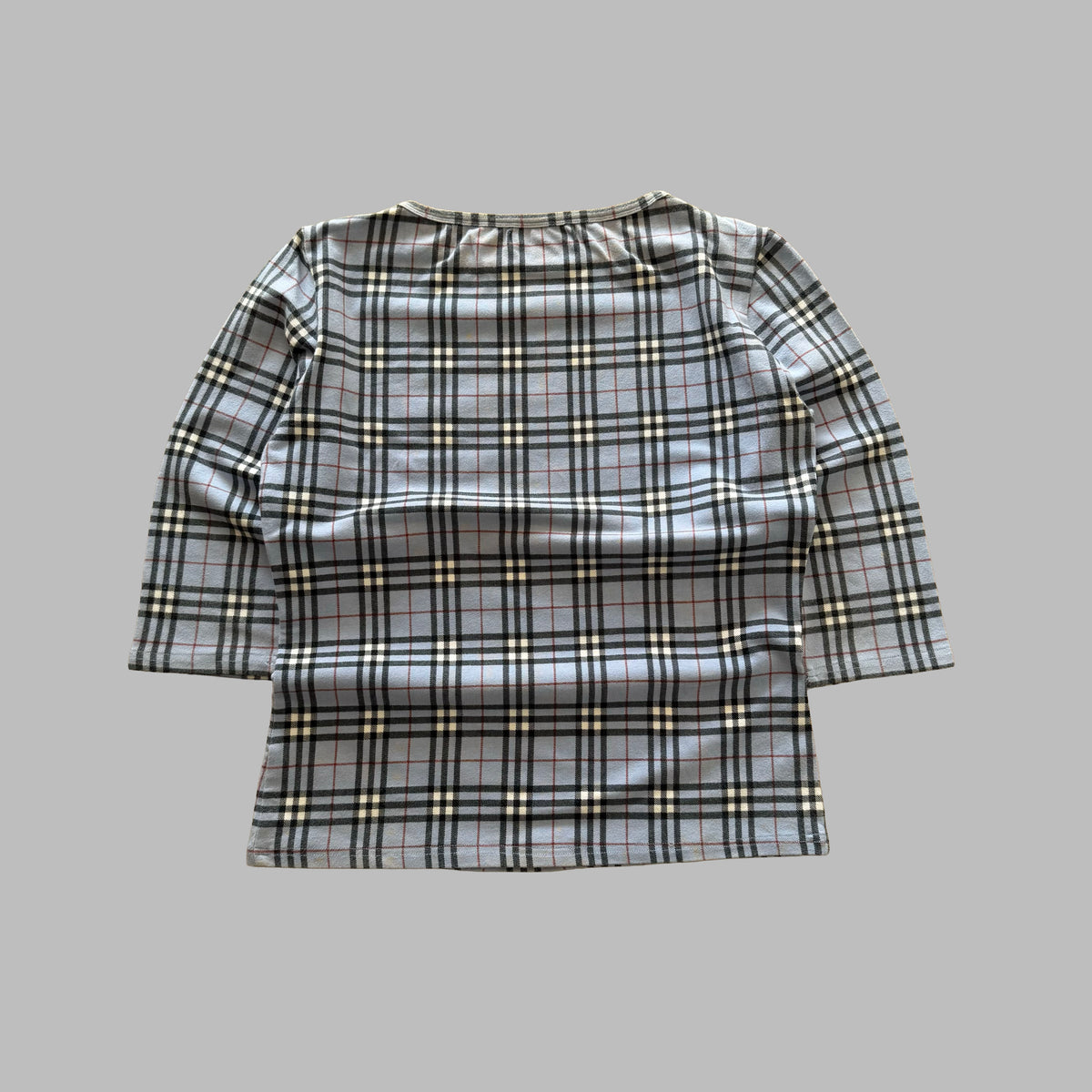 Y2K Burberry Check 3/4 Long Sleeve Top - S/M