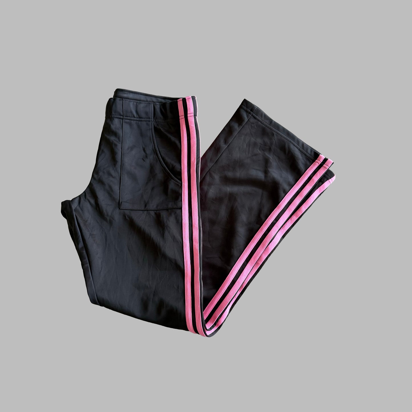 Y2K Adidas Three Stripe Straight Leg Track Pants - M