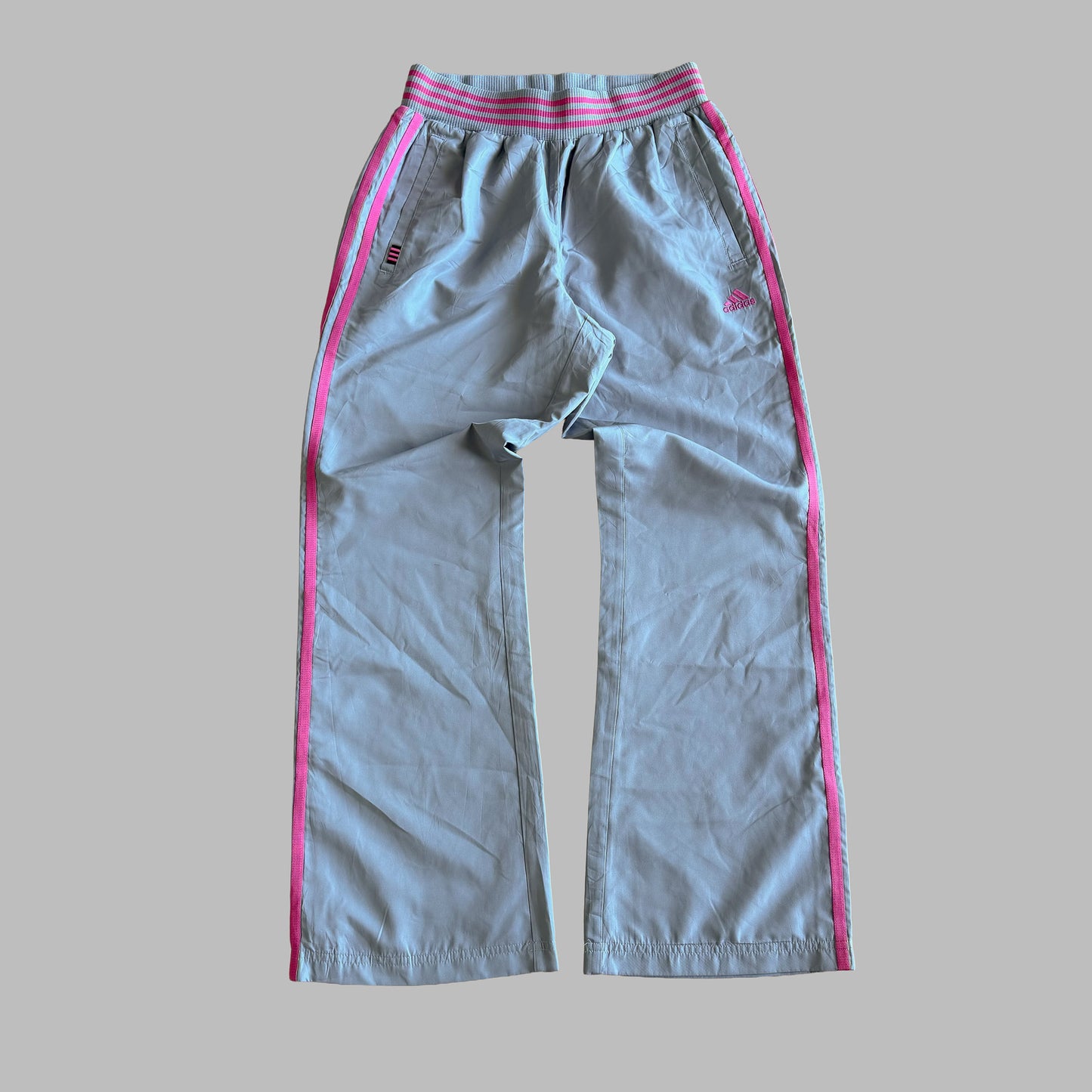 Y2K Adidas Three Stripe Wide Leg Track Pants - XS
