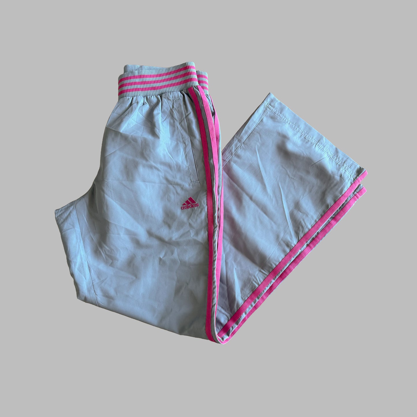 Y2K Adidas Three Stripe Wide Leg Track Pants - XS