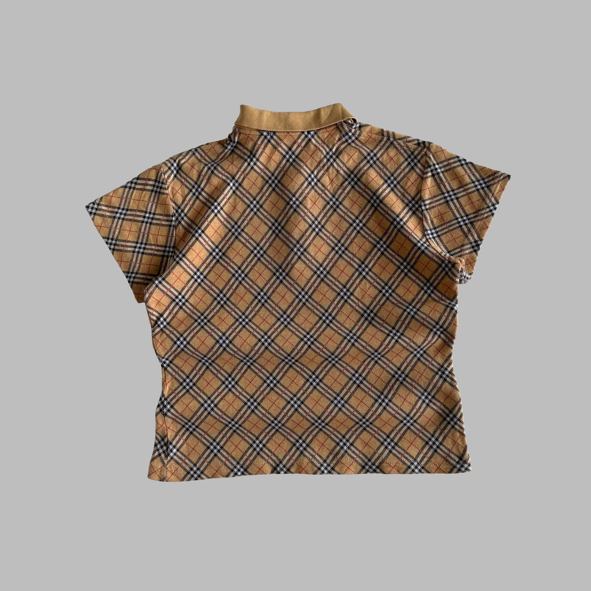 90s Burberry Nova Check Polo Top - L