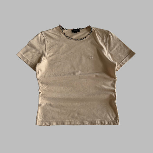 Y2K Burberry Nova Check Trim T-Shirt - M/L