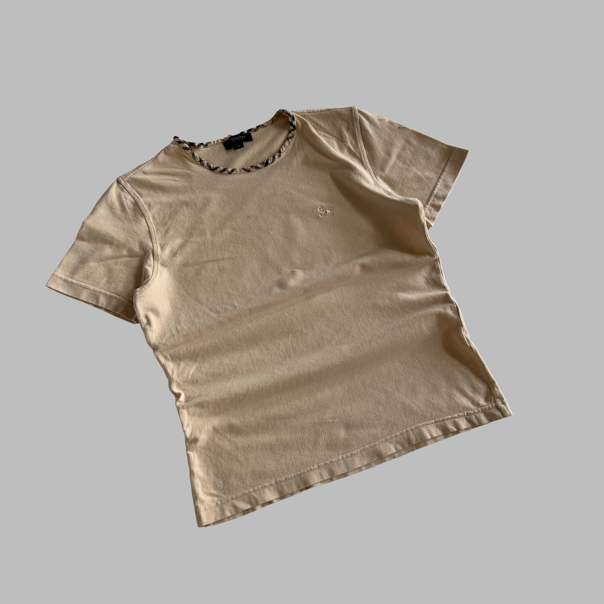 Y2K Burberry Nova Check Trim T-Shirt - M/L