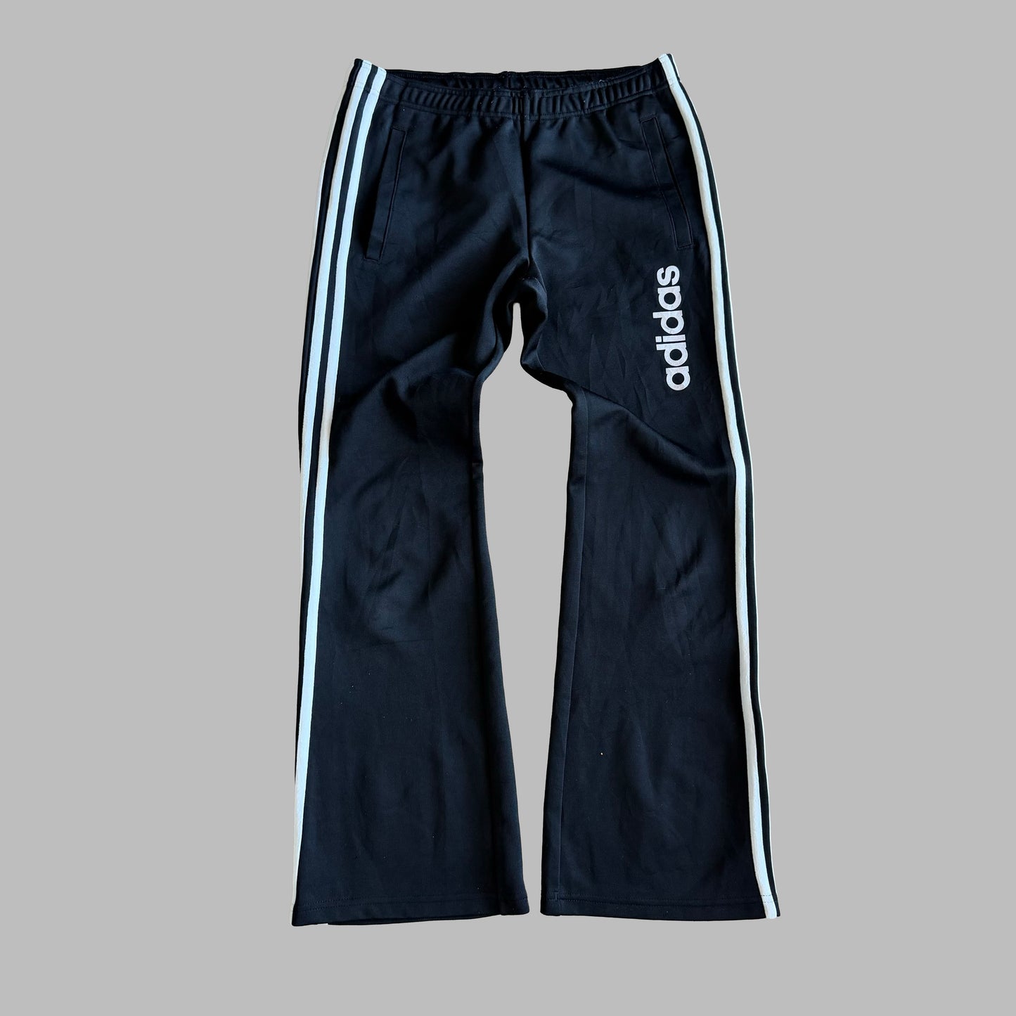 Y2K Adidas Striped Wide Leg Track Pants - S