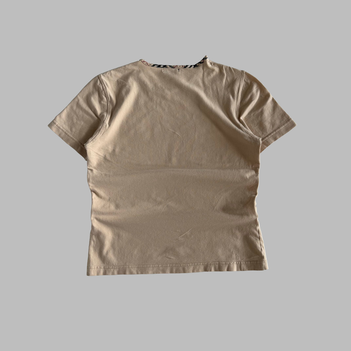 Y2K Burberry Nova Check Trim T-Shirt - M/L