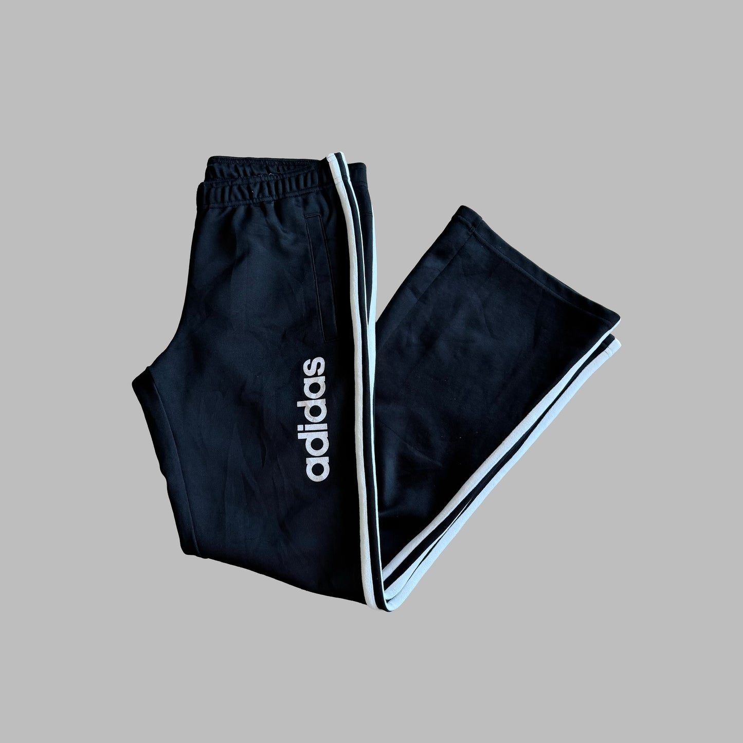 Y2K Adidas Striped Wide Leg Track Pants - S