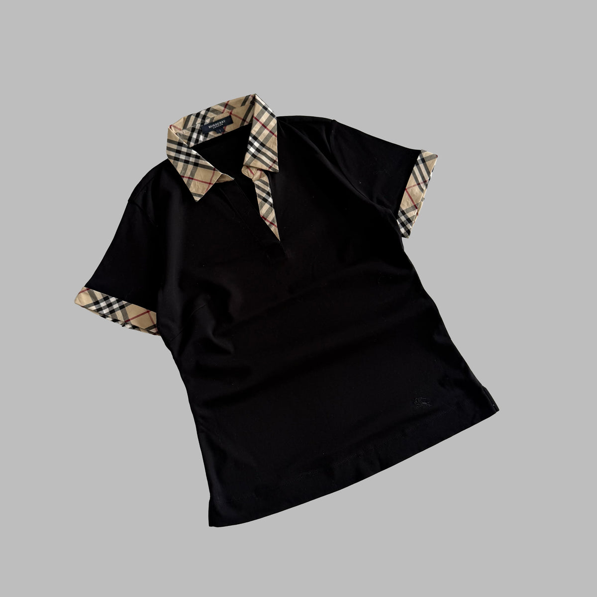 Y2K Burberry Nova Check Trim Polo Top - M/L